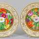 Paar feine Biedermeier-Zierteller mit Blumenmalerei - Foto 1