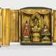 Drei buddhistische Altarschreine aus Holz Lackdekor, Vergoldung und Fassung - photo 1