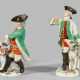 Zwei Miniaturfiguren "Jäger mit Hunden" - фото 1