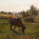 Fischer, Vilhelm Theodor (1857 Holbaek-1928 Frederiksberg) "Weidende Kühe", Öl/ Lw., sign. u.r. und dat. 1913, 67x91 cm, Rahmen (Dänischer Künstler, er genoß auch einen großen Ruf als Porzellanmaler, die königl… - photo 1