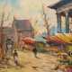 Maler 20. Jh. "Blumenmarkt", Öl/ Lw., undeutl. sign. u.r., 46,5x56 cm, Rahmen - Foto 1