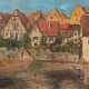 Monogrammist "Sommerlicher Blick über den Fluß, auf idyllische Kleinstadthäuser am Ufer", Öl/ Lw., monogr."AN", 25,5x34,5 cm, Rahmen - photo 1