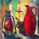 Nowak, Hans (1922 Halle/Saale-1996 Voigtholz bei Peine) "Stilleben mit Vasen, Mörser und Laterne", Öl/ Lw., sign. o.l., 70x59 cm, Rahmen - photo 1