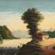 Landschaftsmaler 19. Jh. "Gebirgslandschaft mit Hütte am Fluß", Öl/Lw., unsign., 65x80 cm, Rahmen - photo 1