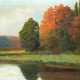"Herbstliche Waldlandschaft am See", Öl/ Lw., monogr. "O.F." u.r., 54x80,5 cm, Rahmen - Foto 1