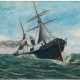"Fischkutter auf hoher See", Öl/Mp., unsign., verso. bezeichnet und dat. "10. Oktober 1910", 26x35 cm, Rahmen - Foto 1
