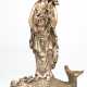 Figur "Guanyin auf Drachen", Metall, silberfarben gefasst, H. 33 cm - photo 1