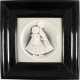 Jugendstil-Fliese "Geschwisterpaar", wohl Boitzenburg, grau/grün, Glasur mit Craquele, 14x14 cm, im schwarzen Holzrahmen, ges. 24x24 cm - photo 1