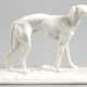 Figur "Windhund", weiß, Nymphenburg, Preßmarke, Nr. 128, auf naturalistischer Plinthe, 11,5x15x6 cm - фото 1