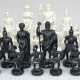 32 Schachfiguren, Zinn schwarz und weiß gefasst, Darstellung von antiken Figuren, min. Gebrauchspuren, H. 6,5 cm-10 cm - Foto 1