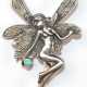 Brosche im Jugendstil "Darstellung einer tanzenden Elfe", mit Türkis, 925er Silber, Maße ca. 4,0 x 2,8 cm - Foto 1
