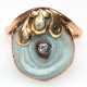 Ring, 750er GG, ausgefasst mit Chalcedondruse, besetzt mit 1 kleinen Diamanten, Ges.-Gew. 6,71 g, RG 55 - Foto 1