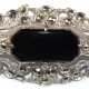 Brosche, Silber, Onyx und Markasiten, ca. 3,8 x 2,0 cm - photo 1