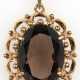 Rauchquarz-Anhänger, 585er GG, großer, oval facettierter Rauchquarz in durchbrochen gearbeiteter Fassung, Ges.-Gew. 10,6 g, L. mit Öse 4,0 cm - Foto 1