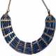 Lapislazuli-Collier, 925er Silber, 5-reihiges Mittelteil mit Silber-Stegen, Hakenverschluß, L. ca. 35 cm - Foto 1