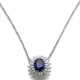 Brillant Collier mit großem Saphir - Foto 1