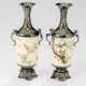 Paar kleine Vasen aus Elfenbein dekoriert im Shibayama-Stil in Silbermontur - фото 1