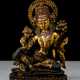 Feuervergoldete Bronze des Indra auf einem Lotos - photo 1