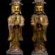 Paar feuervergoldete Wächterfiguren aus Bronze - Foto 1