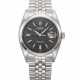 ROLEX. A RARE AND HIGHLY ATTRACTIVE STAINLESS STEEL AUTOMATIC WRISTWATCH WITH SWEEP CENTRE SECONDS, DATE, BLACK HONEYCOMB DIAL AND BRACELET - Foto 1