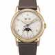 PATEK PHILIPPE. AN EXCEPTIONALLY RARE AND HIGHLY ATTRACTIVE 18K PINK GOLD PERPETUAL CALENDAR WRISTWATCH WITH SWEEP CENTRE SECONDS AND MOON PHASES - Foto 1