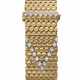 CARTIER. A VERY RARE, UNUSUAL AND ELEGANT 18K GOLD AND DIAMOND-SET BRACELET WATCH WITH CONCEALED DIAL AND BACK WINDING - фото 1