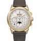 PATEK PHILIPPE. AN ELEGANT AND COVETED 18K GOLD PERPETUAL CALENDAR CHRONOGRAPH WRISTWATCH WITH MOON PHASES, LEAP YEAR, AND DAY/NIGHT INDICATION - photo 1
