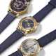 ULYSSE NARDIN. A VERY RARE AND HIGHLY IMPRESSIVE SET OF THREE 18K PINK GOLD LIMITED EDITION AUTOMATIC ASTRONOMICAL WRISTWATCHES WITH MATCHING CASE NUMBERS - photo 1