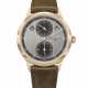PATEK PHILIPPE. AN ATTRACTIVE 18K PINK GOLD AUTOMATIC ANNUAL CALENDAR WRISTWATCH WITH REGULATOR-STYLE DIAL - фото 1