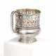 SILVER TEA GLASS HOLDER WITH TROMPE L' OEUIL MOTIFS IN THE SHAPE OF A BUILDING - photo 1