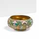 ROUND SILVER SALT BOWL WITH ROSE-COLOURED BLOSSOMS - photo 1