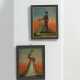 A PAIR OF GLASS PAINTINGS WITH ELEGANT MAN, A LETTER IN HAND, AND ELEGANT WOMAN WITH MUFF - photo 1