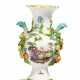 SMALL PORCELAIN VASE WITH PLASTIC FLOWERS AND COTTON WOOL SCENE - photo 1