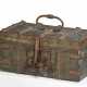 WOODEN CASKET WITH ORNAMENTALLY EMBOSSED LEATHER COVERING - photo 1