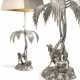 PAIR OF UNIQUE METAL TABLE LAMPS WITH PALM TREES AND GREYHOUNDS - photo 1