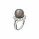 BOUCHERON MID-20TH CENTURY COLOURED NATURAL PEARL AND DIAMOND RING - photo 1