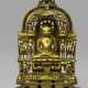 Jain-Altar aus messingfarbener Bronze mit Silbereinlagen - Foto 1