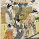Drei Farbholzschnitte, unter anderem Hosoda Eishi und Utagawa Toyokuni I - Foto 1