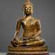 Bronze des Buddha Shakyamuni im Meditationssitz mit goldfarbener Lackfassung - фото 1