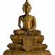 Bronze des Buddha Shakyamuni mit roter, schwarzer und goldfarbener Lackfassung - фото 1