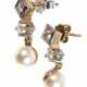 Paar Ohrhänger mit Brillanten und Perle - photo 1 Paar Ohrhänger mit Brillanten und Perle - photo 1