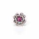 Ladies' ring in flower shape with diamond and ruby setting - photo 1