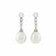 EARLY 20TH CENTURY PAIR OF NATURAL PEARL AND DIAMOND EARRINGS - Foto 1
