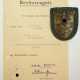 Krimschild mit Urkunde für einen Gefreiten der 2./ Armee-Nachrichten-Regiment 558. - Foto 1