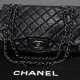 Chanel Tasche "Classic Flap 2.55", schwarzes gestepptes Lammleder, silberfarbene Hardware, Kettengurte und "CC" Logo, außen Steckfach, innen bordeauxfarbenes Leder, Reißverschluss- und Einsteckfach, m… - photo 1