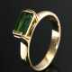 Gelbgold 585 Ring mit aufgesetztem grünem Turmalin im Baguettschliff, innen graviert, 2,9g, Gr. 54 - Foto 1