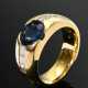 Gelbgold 750 Ring mit oval facettiertem Saphir (ca. 1.90ct) und Brillantcarée Leisten (zus. ca. 0.72ct/VSI/TW), 14,3g, Gr. 55 - Foto 1