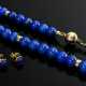 3 Teile Gelbgold 585 Lapislazuli Schmuck: Kette mit Gelbgold Ringen (45,2g, L. 49cm, Ø 8mm) und Paar Ohrstecker (1,4g, Ø 6,1mm) - photo 1