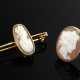 2 Teile Muschelkameen Schmuck: Rotgold 333 Ring „Göttin Flora“ (2,7g, Gr. 56) und Gelbgold 333 Nadel „Damen Profil“ (2,7g, L. 3,4cm) - photo 1