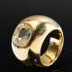 Schwerer Gelbgold 750 Bandring mit hellgelbem Saphir (ca. 4.5ct) im Kissenschliff, Goldschmiede Bergmann, Hamburg, 39,8g, Gr. 50, Tragespuren - фото 1